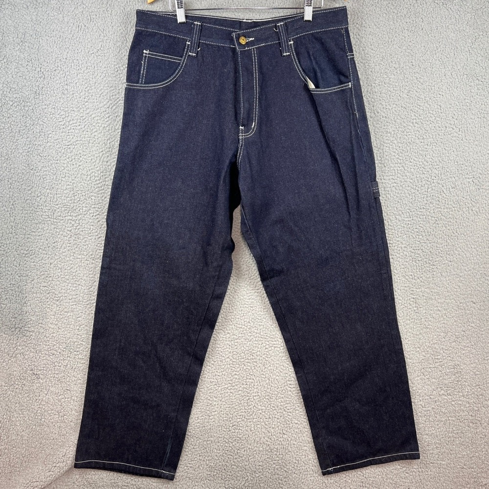 Platinum FUBU Y2K Fat Albert Rudy Carpenter Jeans Dark Wash Blue Denim Men 38x30